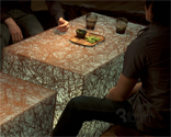 Visit Club Nest- fallen needles create a dense, light diffusing pattern. Nature transforms a restaurant into a rustic experience.